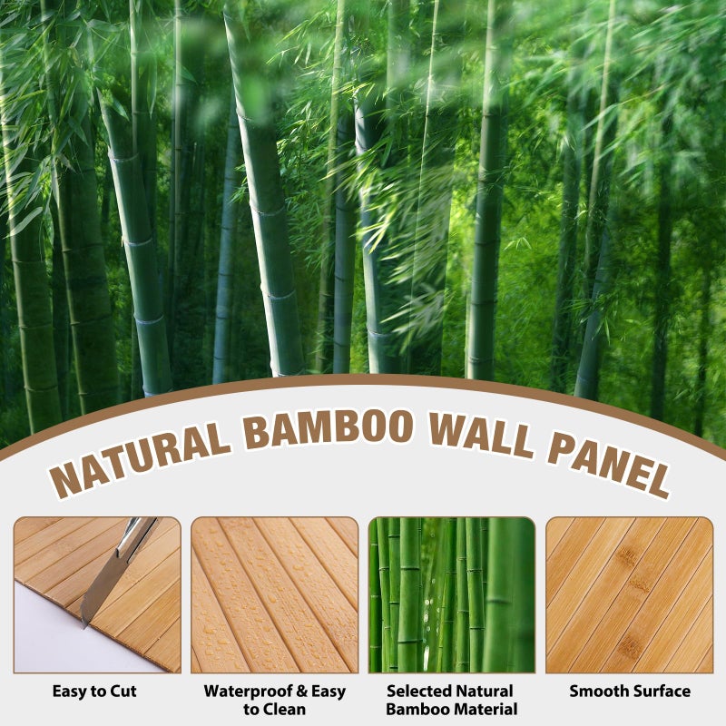EYAYEN Natural Bamboo Wall Panel for Interior Wall Decor, Pole Wrap Wainscoting Interior Wall Cladding Panel for Kitchen Island, Bedroom, Living Room Office,Decor(16" H x 96" L, Light-Carbonized) - Image 3