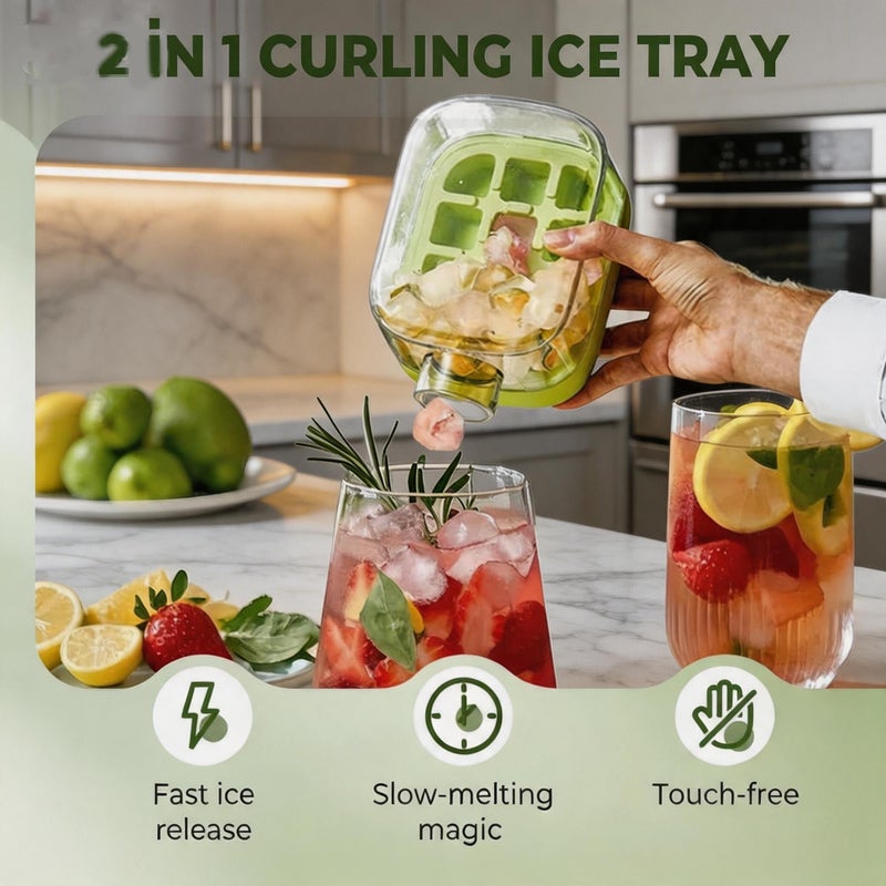 2-in-1 Ice Cube Tray Water Bottle with Straw, Easy Press Vertical Ice Maker, Leak Proof Lid, for Travel, Gym and Home Use (White, 500) - Image 4