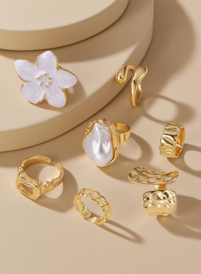 Take Two Set of 7 - 3D Flower Statement Rings - Image 3