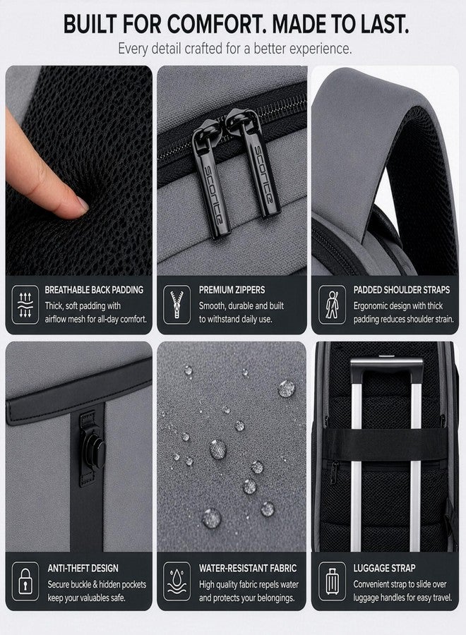 Storite Laptop Backpack for Men & Women, Fits Up to 15.6” Laptop, Water-Resistant Travel Bag with Laptop & Tablet Sleeve, Multiple Compartments for Office, College & Daily Use (14 x 37 x 45 cm - Grey) - Image 4