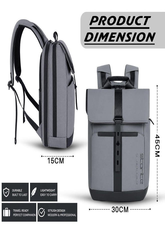 Storite Laptop Backpack for Men & Women, Fits Up to 15.6” Laptop, Water-Resistant Travel Bag with Laptop & Tablet Sleeve, Multiple Compartments for Office, College & Daily Use (14 x 37 x 45 cm - Grey) - Image 2