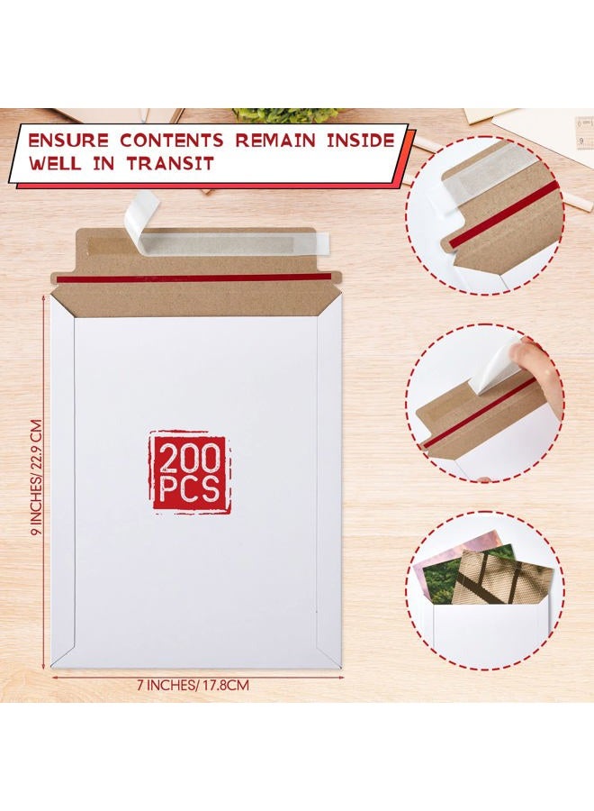 Fainne 7 x 9 Inch White Rigid Mailers Kraft Cardboard Envelope Bulk Self Adhesive Flat Shipping Bag for Office Mailing Document Photo Letters Packaging Supplies(White) - Image 2