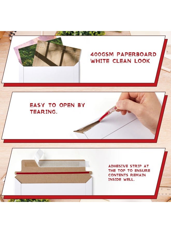Fainne 7 x 9 Inch White Rigid Mailers Kraft Cardboard Envelope Bulk Self Adhesive Flat Shipping Bag for Office Mailing Document Photo Letters Packaging Supplies(White) - Image 3