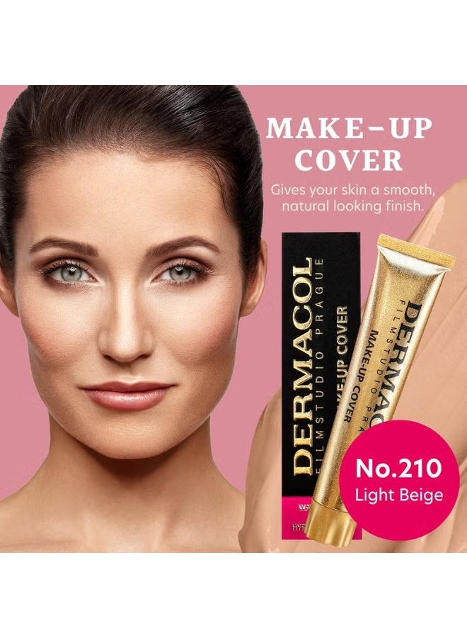 Dermacol Make Up Cover Full Coverage Foundation 30g Shade 210 – Waterproof Long-Lasting Makeup Cream SPF30, Lightweight & Hypoallergenic, Conceals Tattoos, Acne, Scars, Spots & Dark Circles - Image 1