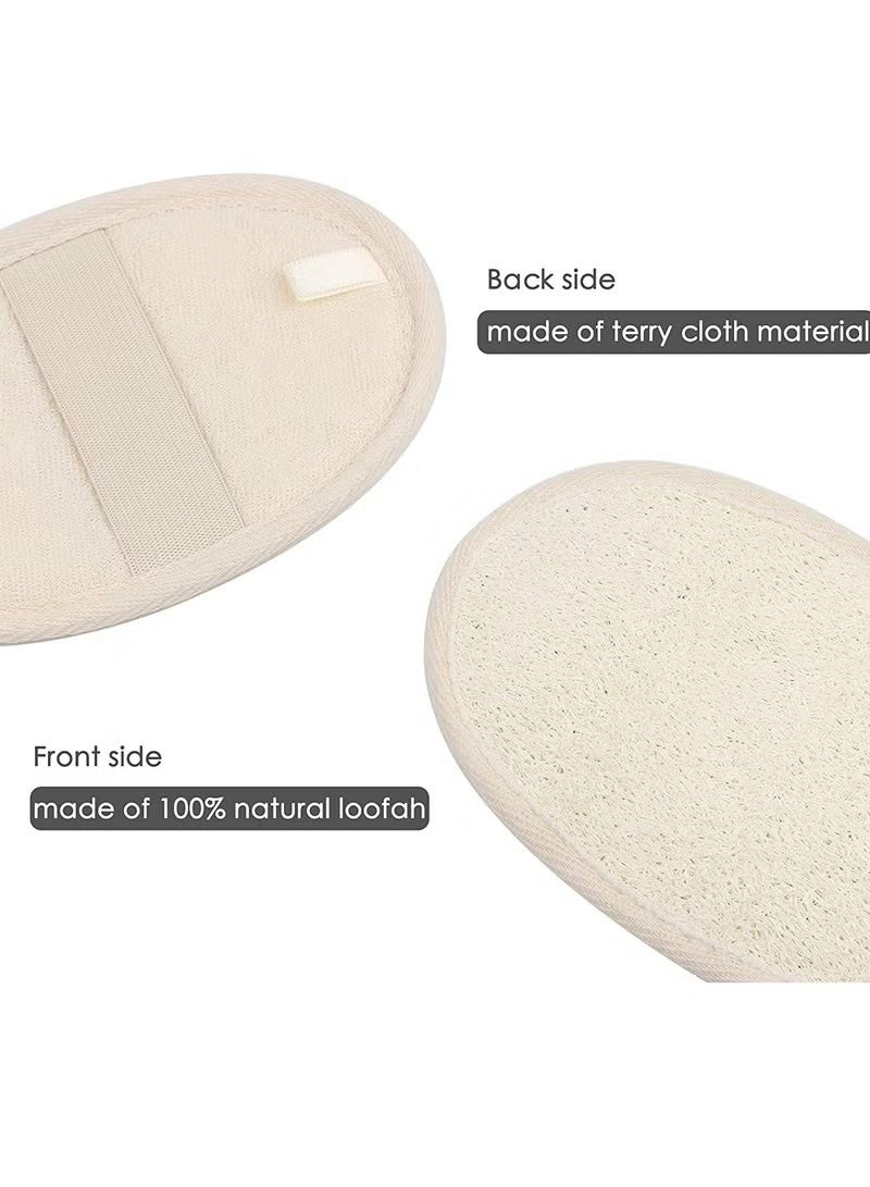 Kawkab Natural Loofah Exfoliating Body Scrub (Set of 3), safe for children, made with eco-friendly, biodegradable bath loofahs, suitable for both men and women, in beige color. - Image 3