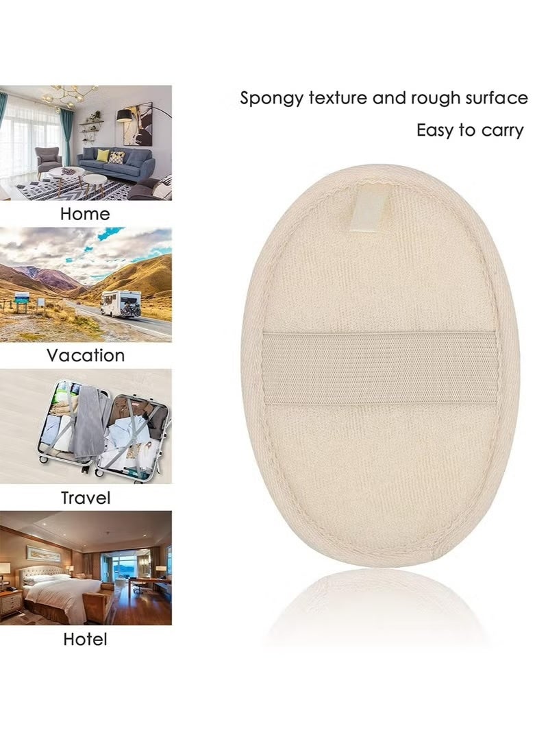 Kawkab Natural Loofah Exfoliating Body Scrub (Set of 3), safe for children, made with eco-friendly, biodegradable bath loofahs, suitable for both men and women, in beige color. - Image 2