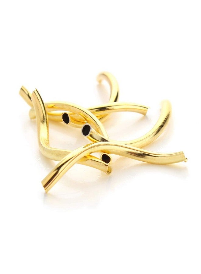 Fodattm 100PCS Curved Brass Tube Beads 2 x 25 mm Smooth Spacer Glossy Twisted S Tube for DIY Craft Jewelry Making (Gold) - Image 2