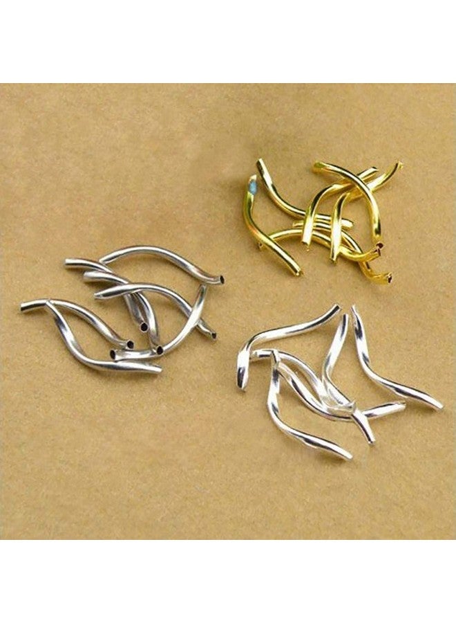 Fodattm 100PCS Curved Brass Tube Beads 2 x 25 mm Smooth Spacer Glossy Twisted S Tube for DIY Craft Jewelry Making (Gold) - Image 3