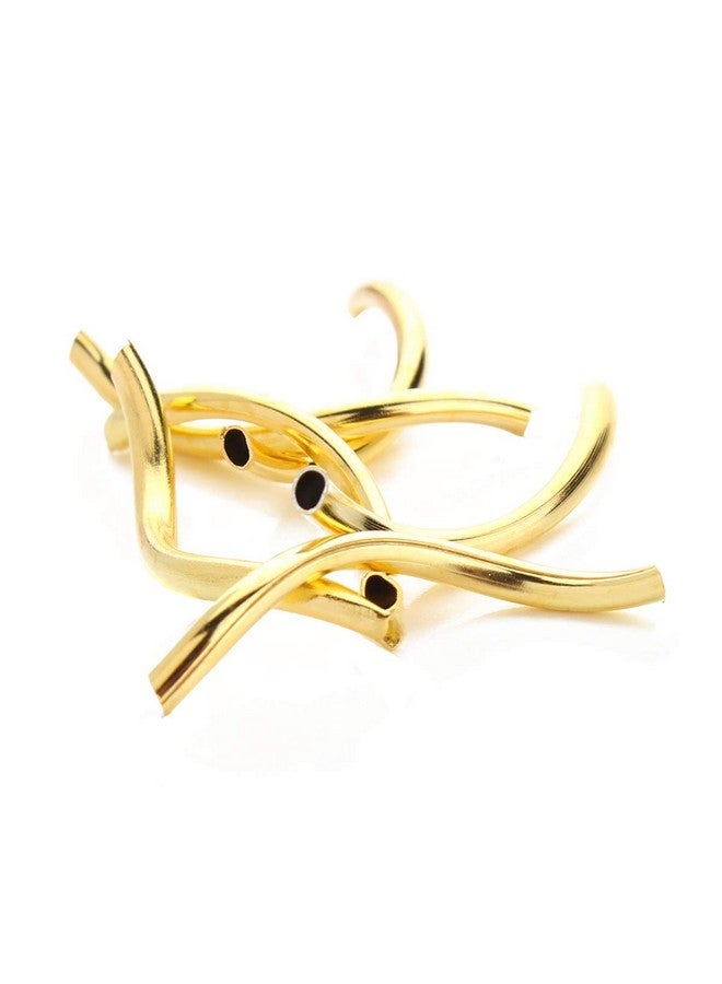 Fodattm 100PCS Curved Brass Tube Beads 2 x 25 mm Smooth Spacer Glossy Twisted S Tube for DIY Craft Jewelry Making (Gold) - Image 1