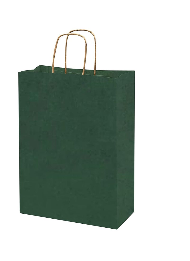 MARKQ Dark Green Paper bags with handles 27 x 22 x 11 cm Large Kraft Gift bags for Birthday Party Favors Weddings Retail Baby Shower 12 Bags  - Image 2