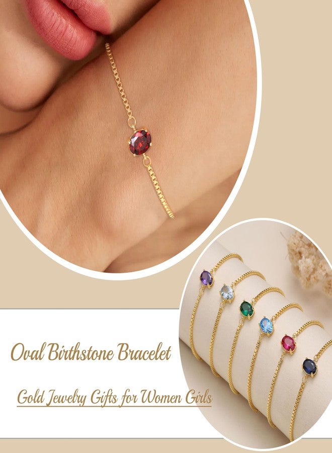 Sistble Mothers Day Gifts for Women, Birthstone Bracelet Birthday Gifts Dainty Gold Oval Stone Bracelet March Aquamarine Jewelry Anniversary Birthday Gift for Women - Image 2