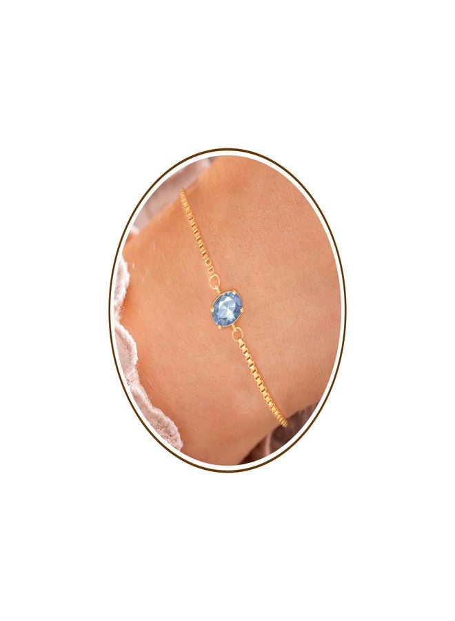 Sistble Mothers Day Gifts for Women, Birthstone Bracelet Birthday Gifts Dainty Gold Oval Stone Bracelet March Aquamarine Jewelry Anniversary Birthday Gift for Women - Image 1