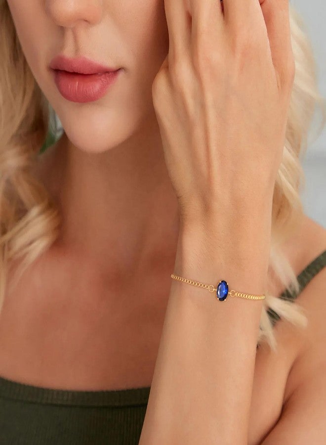Sistble Mothers Day Gifts for Women, Birthstone Bracelet Birthday Gifts Dainty Gold Oval Stone Bracelet March Aquamarine Jewelry Anniversary Birthday Gift for Women - Image 4
