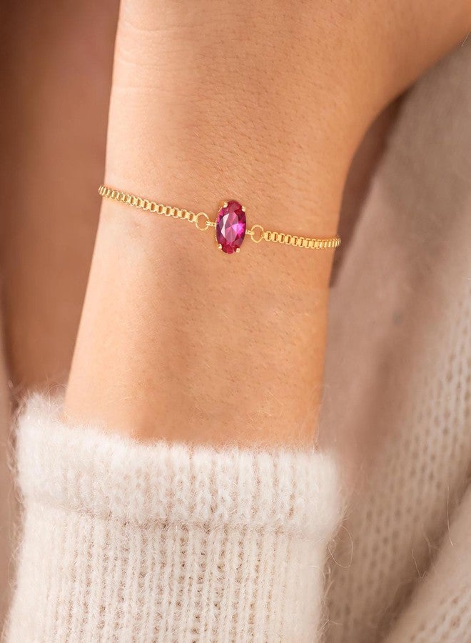 Sistble Mothers Day Gifts for Women, Birthstone Bracelet Birthday Gifts Dainty Gold Oval Stone Bracelet March Aquamarine Jewelry Anniversary Birthday Gift for Women - Image 5
