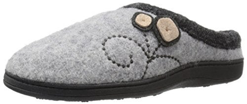 Acorn Womens IndoorOutdoor Clog Slippers Wool Upper Memory Foam Cushioning Arch Support Berber Lining Cozy House Shoes Light Grey Button 56 - Image 1