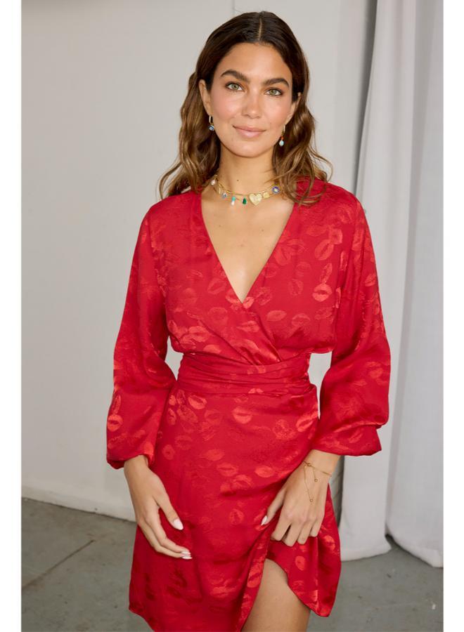 Never fully Dressed Red Kiss Print Dress - Image 1