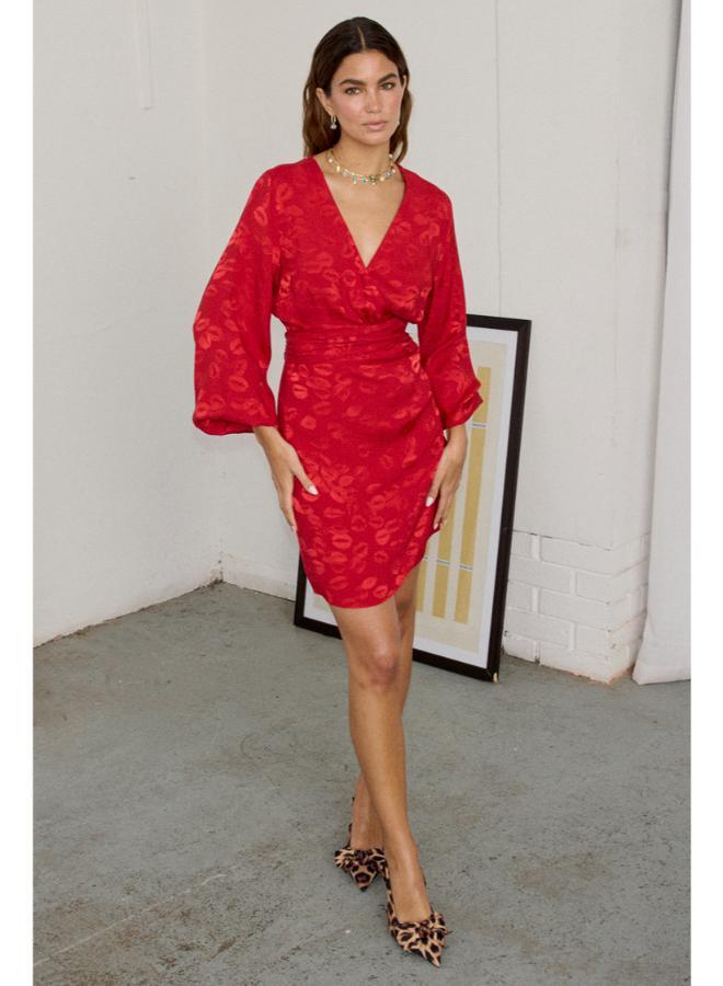 Never fully Dressed Red Kiss Print Dress - Image 4