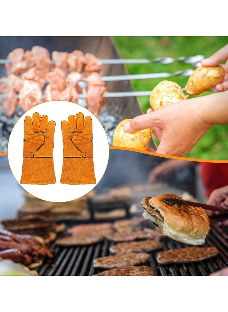 GGOOT Oven Gloves, Professional Baking Mittens Anti-Scald BBQ Gloves Baking Mittens Gauntlet for Kitchen Cooking  - Image 5