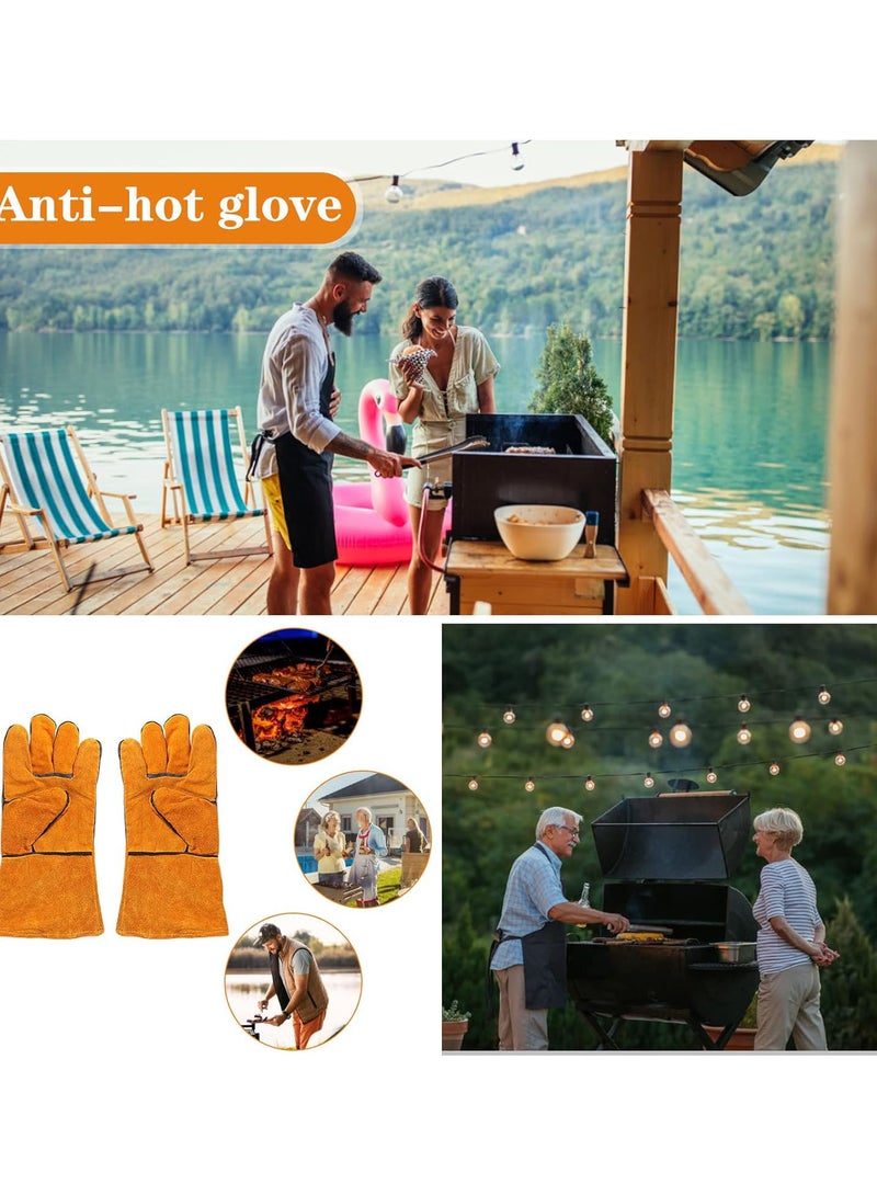 GGOOT Oven Gloves, Professional Baking Mittens Anti-Scald BBQ Gloves Baking Mittens Gauntlet for Kitchen Cooking  - Image 2