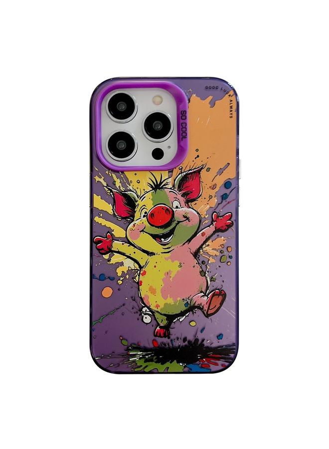 S-TOP Case For iPhone 13 Pro Animal Pattern Oil Painting Series PC + TPU Phone Case - Image 1