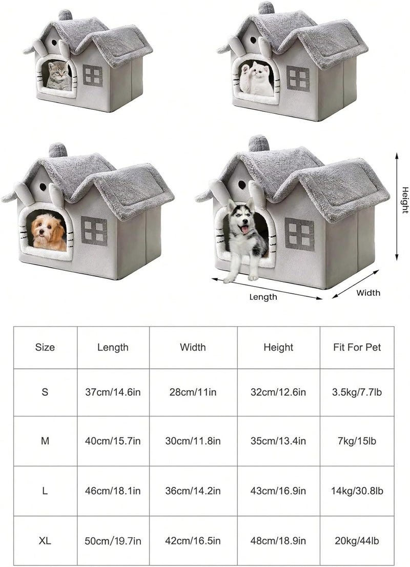 FunMay Luxury Foldable Pet House for Cats, Small Dogs & Small Animals – Double Roof Bunny-Shaped Indoor Kennel, 30D Memory Foam, Removable & Washable Cushion, Anti-Slip Base S/M/L/XL Available (Grey, L) - Image 4