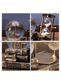 Beauenty LED Music Crystal Snow Globe With Hourglass Timer Retro Castle Musical Globe Color Changing Lights Home Decoration Statue Home Decor Brass  - Image 4