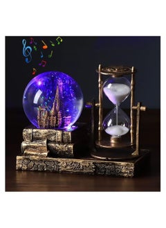 Beauenty LED Music Crystal Snow Globe With Hourglass Timer Retro Castle Musical Globe Color Changing Lights Home Decoration Statue Home Decor Brass  - Image 5