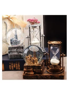 Beauenty LED Music Crystal Snow Globe With Hourglass Timer Retro Castle Musical Globe Color Changing Lights Home Decoration Statue Home Decor Brass  - Image 2
