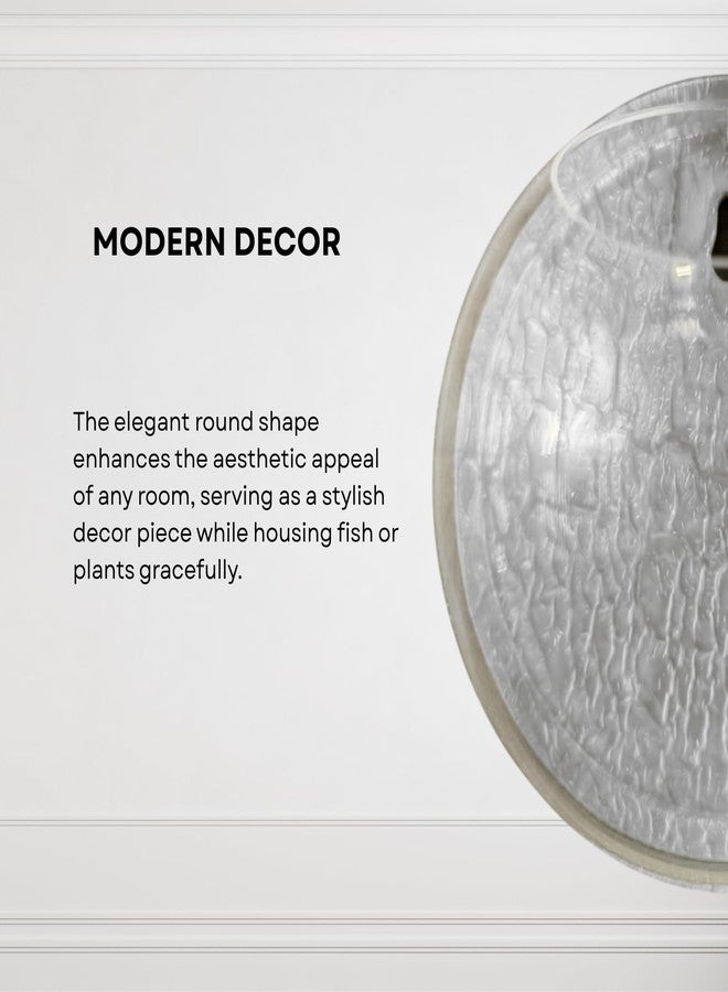 حوض سمك دائري أبيض 9 بوصة يُعلق على الحائط - بدون قاعدة | حوض أسماك عصري للمنزل والمكتب والمقهى | تصميم موفر للمساحة وصغير الحجم | حوض سمك أنيق وحوض نباتات - Image 4