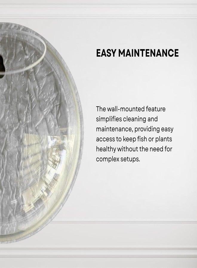 حوض سمك دائري أبيض 9 بوصة يُعلق على الحائط - بدون قاعدة | حوض أسماك عصري للمنزل والمكتب والمقهى | تصميم موفر للمساحة وصغير الحجم | حوض سمك أنيق وحوض نباتات - Image 5