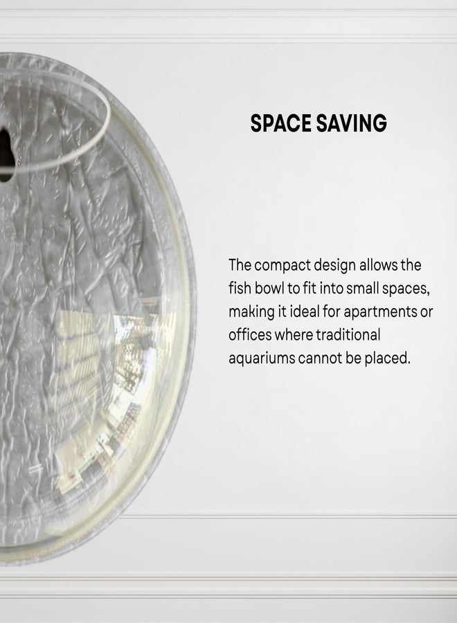 حوض سمك دائري أبيض 9 بوصة يُعلق على الحائط - بدون قاعدة | حوض أسماك عصري للمنزل والمكتب والمقهى | تصميم موفر للمساحة وصغير الحجم | حوض سمك أنيق وحوض نباتات - Image 3