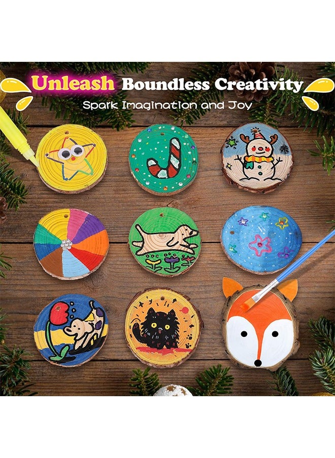 Beauenty Kids Wooden Painting Kit-Glow in The Dark-Arts & Crafts Gifts for Boys Girls Ages 5-12-Wood Slice Craft Activities Kits - Creative Art Toys for Birthday Party Favors Prizes(24Pcs) ﻿  - Image 2