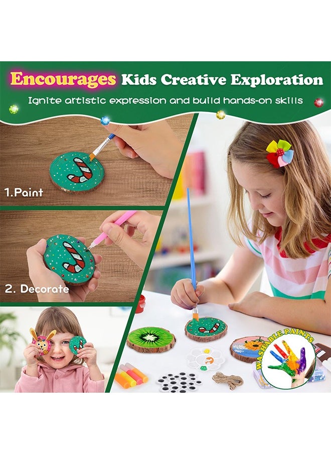 Beauenty Kids Wooden Painting Kit-Glow in The Dark-Arts & Crafts Gifts for Boys Girls Ages 5-12-Wood Slice Craft Activities Kits - Creative Art Toys for Birthday Party Favors Prizes(24Pcs) ﻿  - Image 3