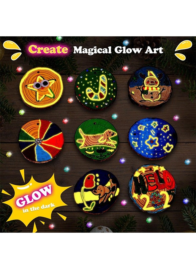 Beauenty Kids Wooden Painting Kit-Glow in The Dark-Arts & Crafts Gifts for Boys Girls Ages 5-12-Wood Slice Craft Activities Kits - Creative Art Toys for Birthday Party Favors Prizes(24Pcs) ﻿  - Image 5