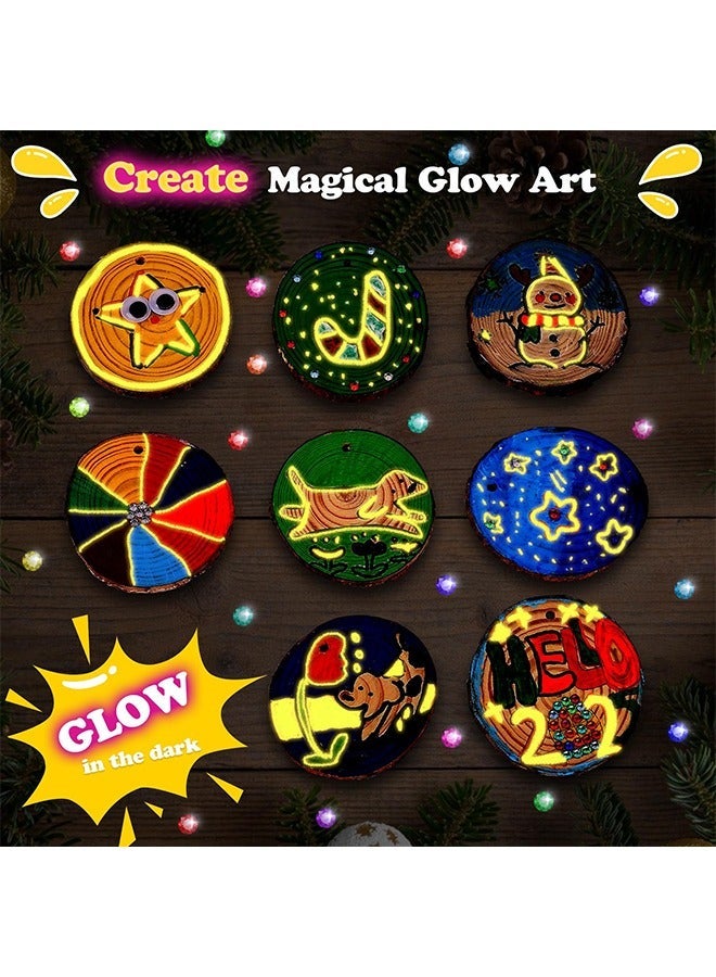 Beauenty Kids Wooden Painting Kit-Glow in The Dark-Arts & Crafts Gifts for Boys Girls Ages 5-12-Wood Slice Craft Activities Kits - Creative Art Toys for Birthday Party Favors Prizes(24Pcs) ﻿ - Image 5