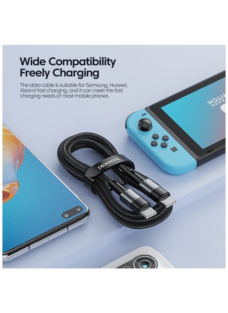 نوع C إلى C 1M Tpe 60W 100W Usbc كابل كابلات شحن سريعة متنقلة مع شريحة ذكية متوافقة مع جميع الهواتف المحمولة الرائدة  - Image 2