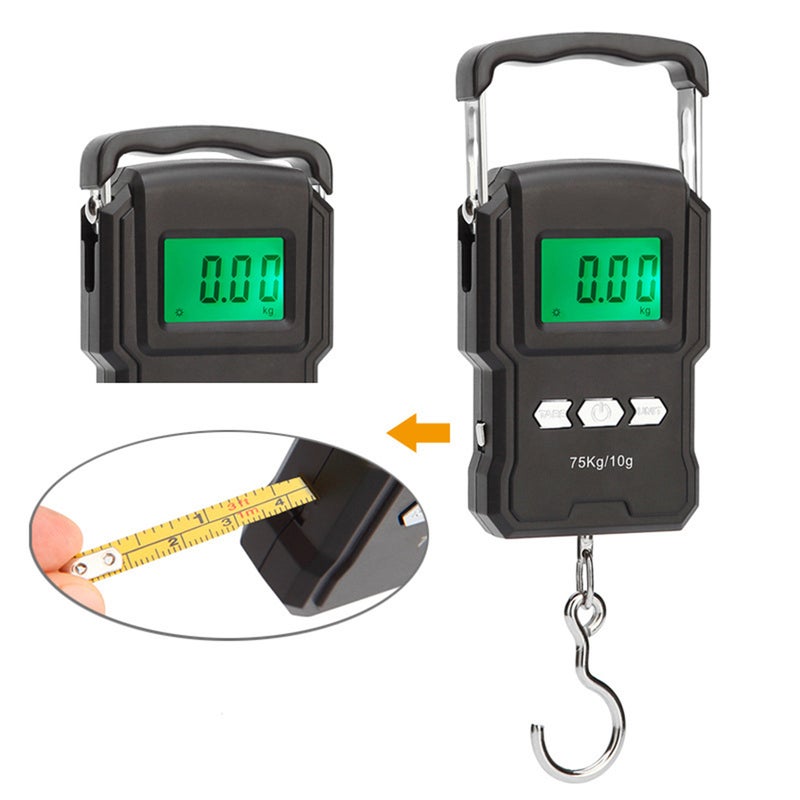 2pcs Luggage Scale 75kg/10g Digital LCD Display Suitcase Travel Handheld Weighing Hanging Scale Fishing Balance Weight (Black) - Image 5