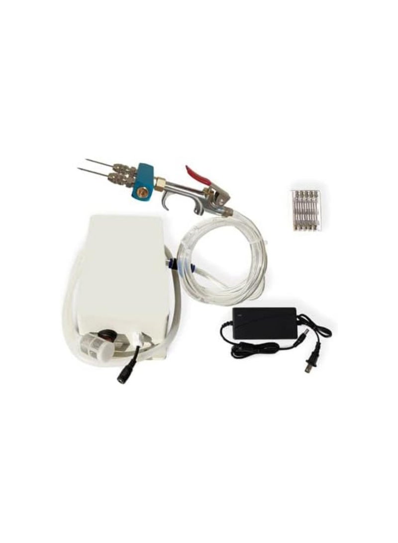 silvercnc Meat Injector Gun Pump with Hose, Stainless Steel Electric Marinade Injector 60W Meat Syringe Single Gun with 10 Needles for Roast Turkey, Pork, Beef (Double Needle)