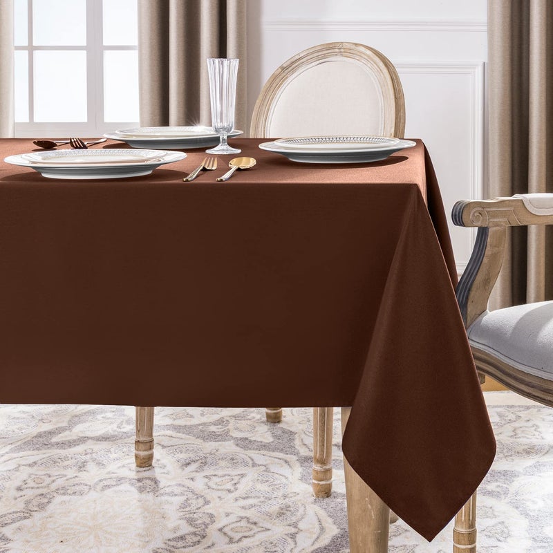 Softalker Rectangle Tablecloth  Waterproof & Stain Resistant Table Cloths Wrinkle Free Fabric Washable 210GSM Polyester Table Cover for Dining/Party/Outdoor - 60 x 84 inch Chocolate - Image 3