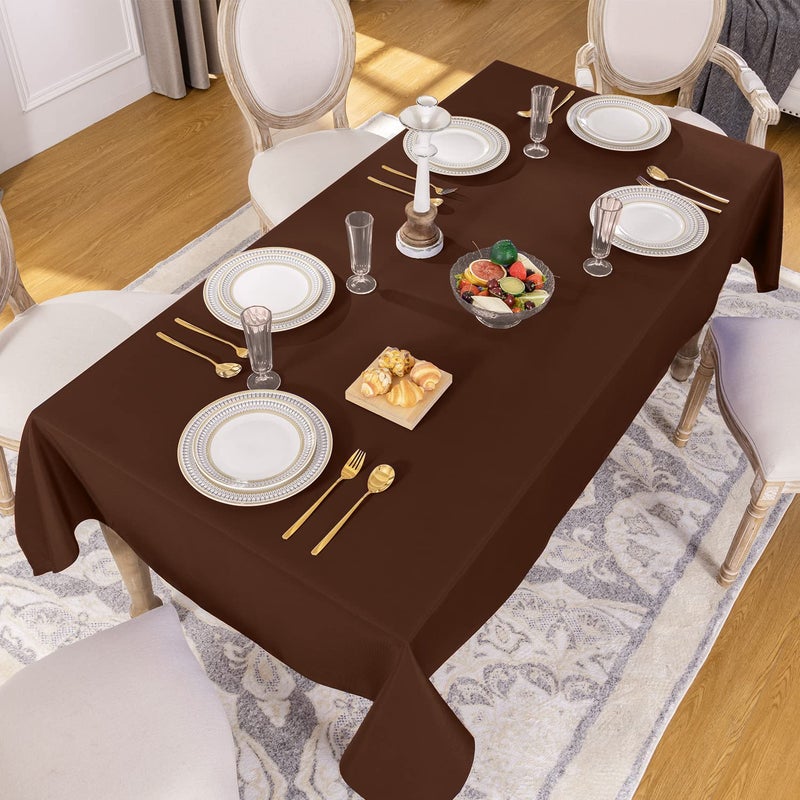 Softalker Rectangle Tablecloth  Waterproof & Stain Resistant Table Cloths Wrinkle Free Fabric Washable 210GSM Polyester Table Cover for Dining/Party/Outdoor - 60 x 84 inch Chocolate - Image 2