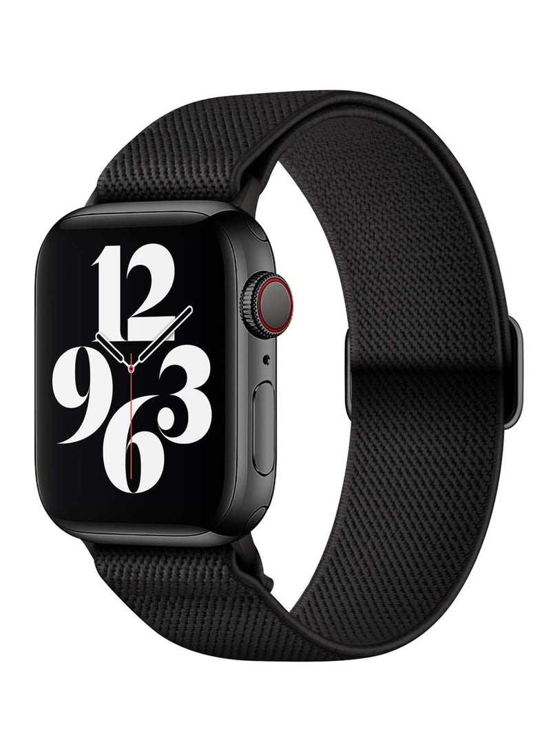 حزام نايلون مرن متوافق مع Apple Watch Ultra 3/2/1 سلسلة 10/9/8/7/6/5/4 ، For38mm ، 40mm ، 41mm قابل للتعديل المنسوجة حلقة رياضية مرنة ، حزام كتف قوي ، مناسب لـ Iwatch النساء والرجال (أسود ، 38/40/41/42mm) - Image 1