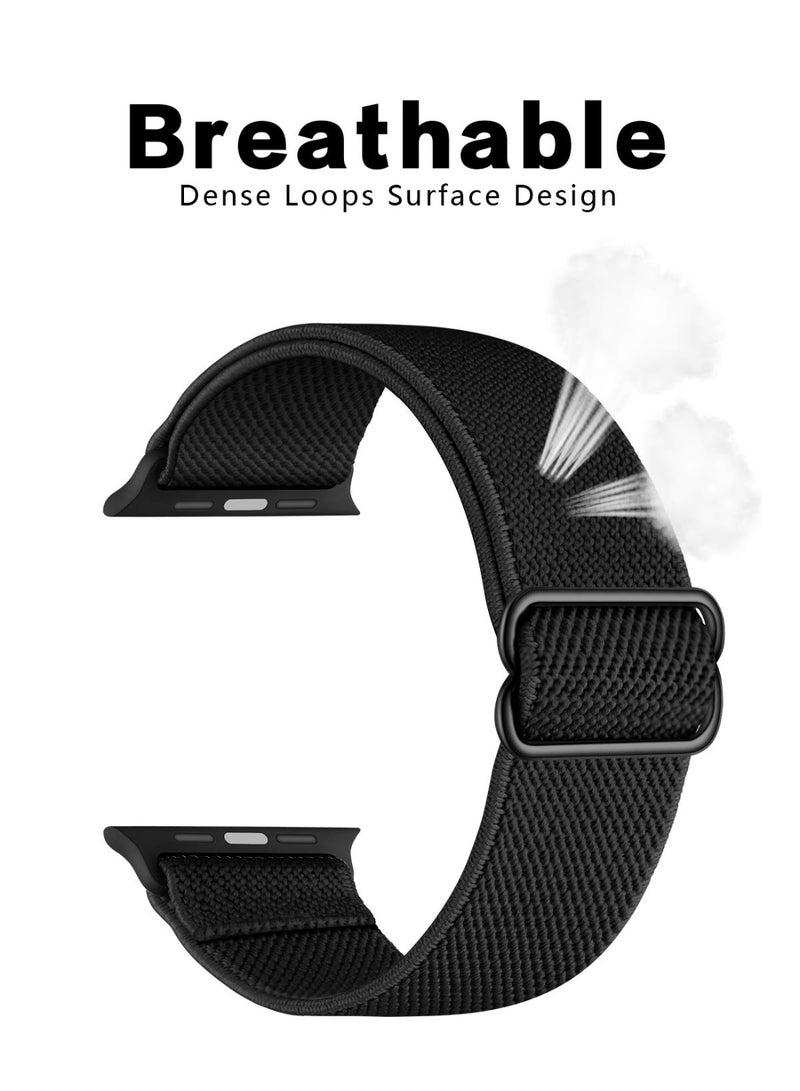 حزام نايلون مرن متوافق مع Apple Watch Ultra 3/2/1 سلسلة 10/9/8/7/6/5/4 ، For38mm ، 40mm ، 41mm قابل للتعديل المنسوجة حلقة رياضية مرنة ، حزام كتف قوي ، مناسب لـ Iwatch النساء والرجال (أسود ، 38/40/41/42mm) - Image 2