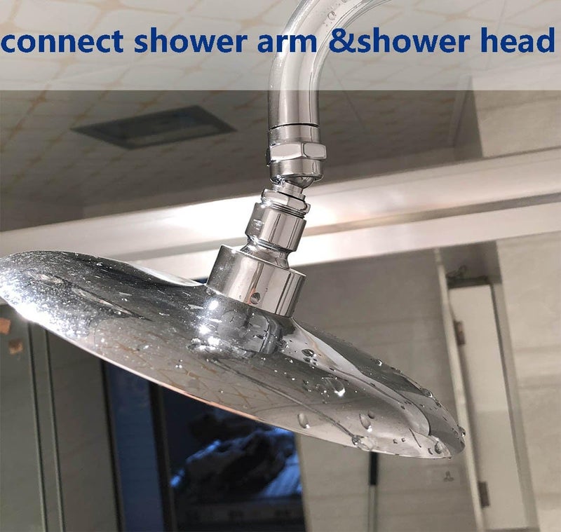 MISSMIN Shower head Swivel adapter,ball joint povit for overhead/handheld shower head,shower arm connection,polished Chrome - Image 2