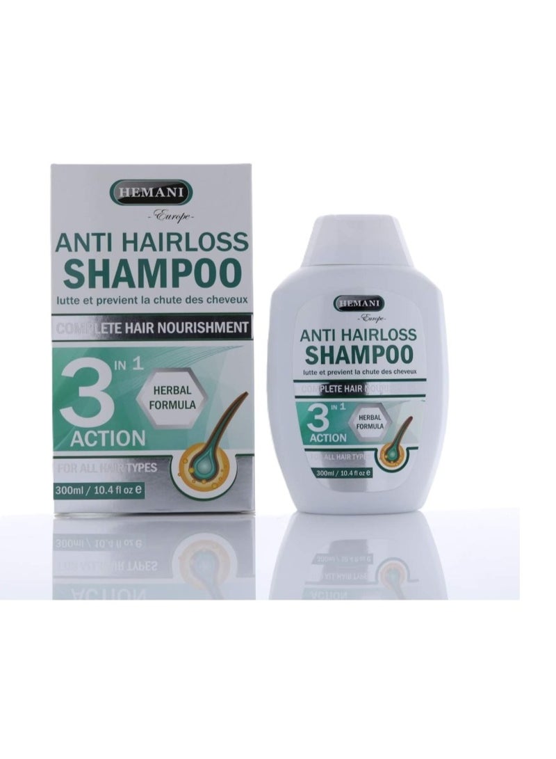 HEMANI Anti Hair Loss Shampoo 300ml – 3-in-1 Formula for Stronger, Healthier Looking Hair - Image 1