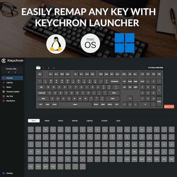 Keychron K10 Max Wireless Custom Mechanical Keyboard, Qmk 2.4 Ghz Bluetooth Full-Size With Hot-Swappable Keychron Super Red Switch Compatible With Mac Windows Linux (Rgb Backlit) - Image 5