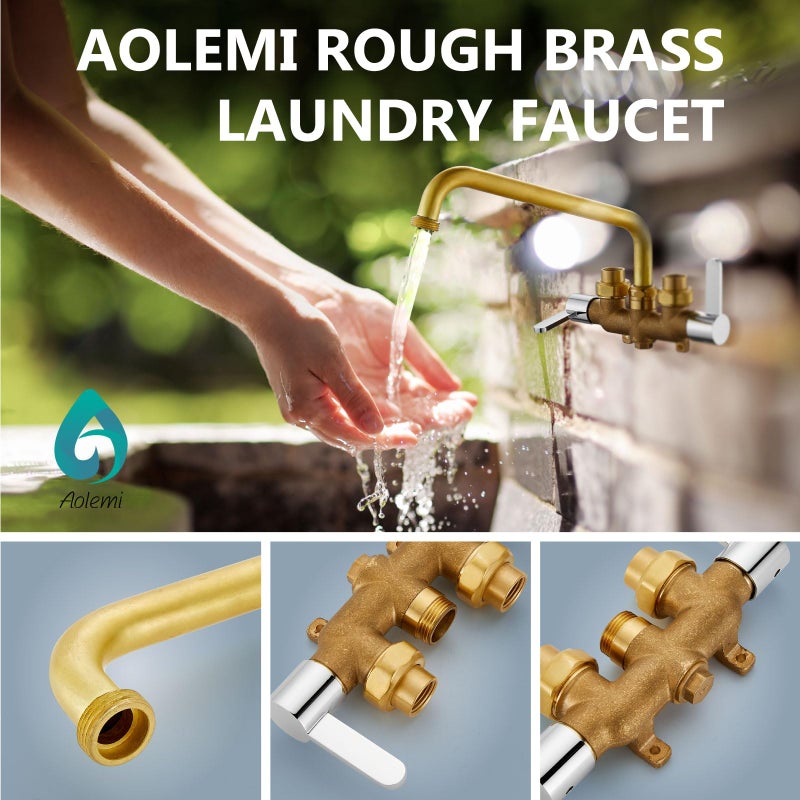 Aolemi Laundry Utility Sink Faucet Wall Mounted Laundry Tub Faucet 3 Inch Center with 2-Handle,NPT3/4 Threaded End,9 Inch Spout Chrome and Brass - Image 4