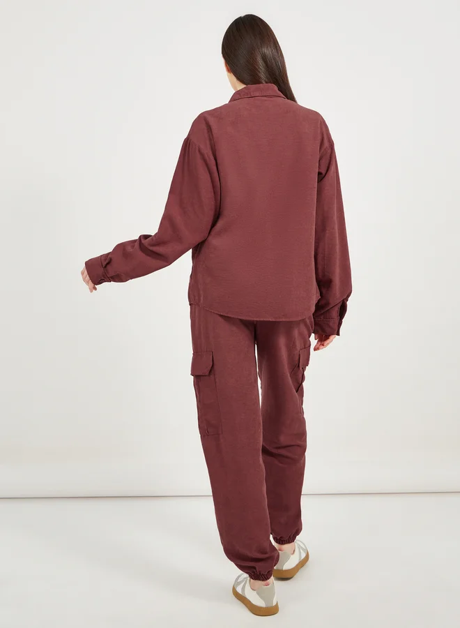 ستايلي Oversized Pocket Shirt and Cuffed Joggers Co-Ords