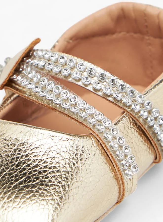 Barefeet Girls Embellished Booties with Hook and Loop Closure