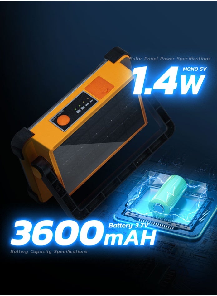 MODI Camping Solar Work Light Rechargeable 4800mAh – Portable LED Floodlight with USB Power Bank, 4 Lighting Modes, IP64 Waterproof – Outdoor Emergency Light for Hiking, Power Outage & Job Sites - Image 5