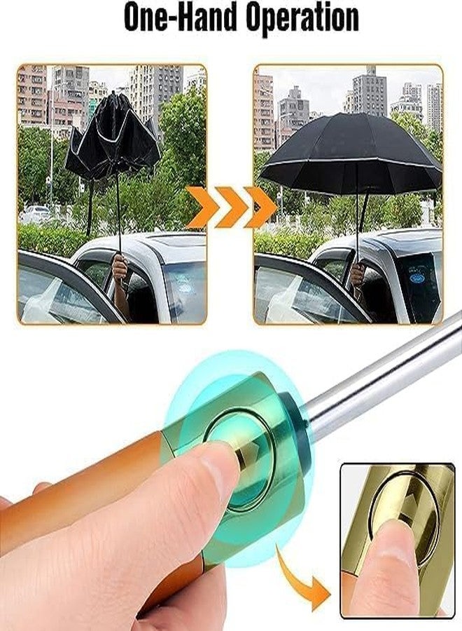 Jumix Automatic Folding Travel Umbrella with Wooden Handle - Windproof & UV Protection - Portable, Lightweight & Stylish for Men & Women - Compact for Backpack or Car Use - Image 4